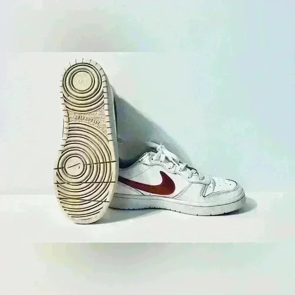 Nike | Court Borough Low 2, White with Copper/Vivid Purple, Unisex Big Kids 5Y - Picture 6 of 10